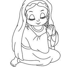 Dibujo de la Virgen Maria rezando para colorear - Dibujos para Colorear y Pintar - Dibujos para colorear FIESTAS - Dibujos para colorear de NAVIDAD - Dibujos para colorear de NAVIDAD NACIMIENTO - Dibujos de VIRGEN MARIA para colorear