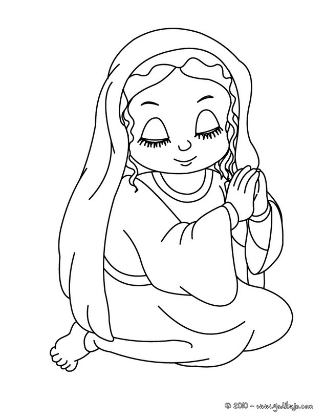 Dibujos para colorear la virgen maria rezando 