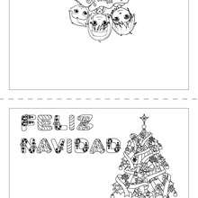 Dibujo para colorear : Carta Árbol de Navidad para doblar