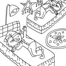 Dibujo para colorear duendes navideños durmiendo - Dibujos para Colorear y Pintar - Dibujos para colorear FIESTAS - Dibujos para colorear de NAVIDAD - Dibujos ELFOS DE NAVIDAD para colorear
