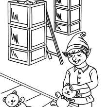 Dibujo para colorear : ayudante de Santa Claus en la fabrica