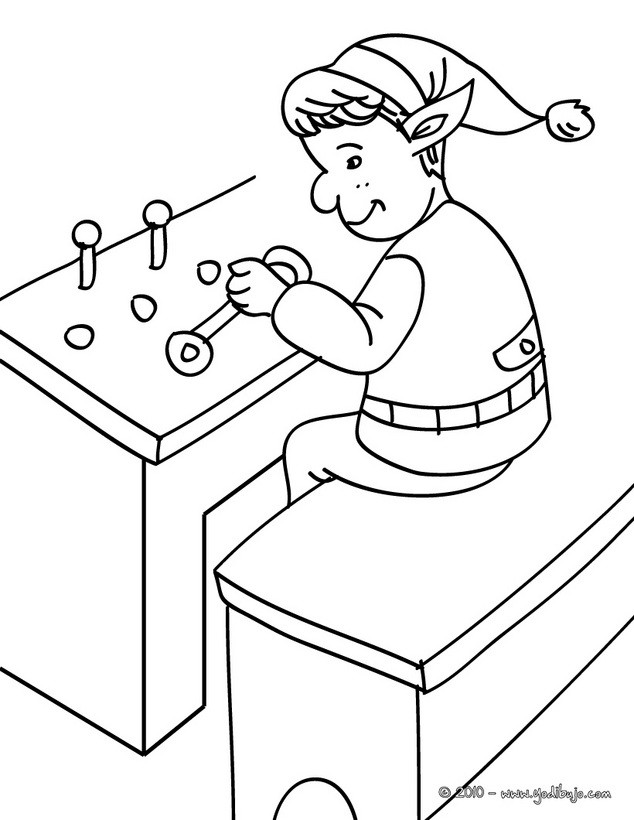 Dibujos para colorear ayudante de santa controlando la cadena de  fabricacion 