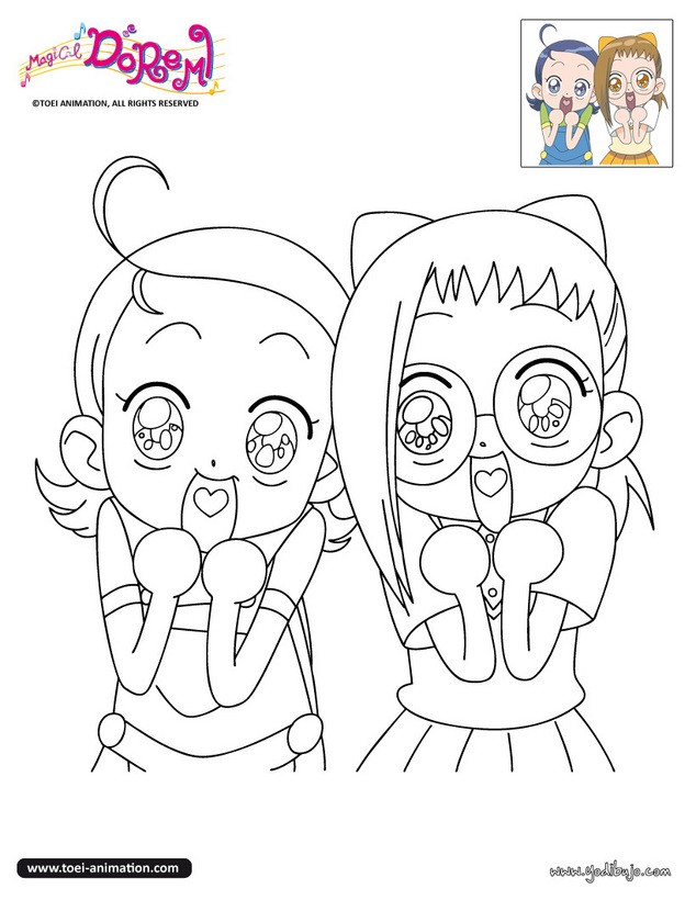 Dibujos para colorear las 2 amigas hazuki y aiko 