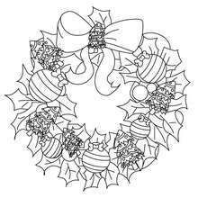 Dibujo para colorear corona de Navidad - Dibujos para Colorear y Pintar - Dibujos para colorear FIESTAS - Dibujos para colorear de NAVIDAD - ADORNOS NAVIDEÑOS para colorear