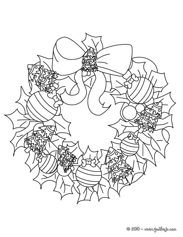 Dibujos para colorear corona de navidad 