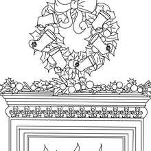Dibujo para colorear : corona con chimenea de navidad