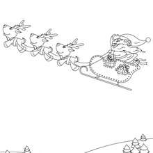 Dibujo para colorear : trineo navideño con renos
