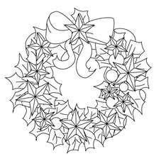 Dibujo para colorear : corona navideña con flores