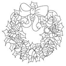Dibujo de corona de navidad con hoajs para colorear - Dibujos para Colorear y Pintar - Dibujos para colorear FIESTAS - Dibujos para colorear de NAVIDAD - ADORNOS NAVIDEÑOS para colorear
