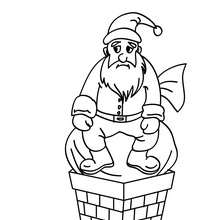 Dibujo para colorear : Papa Noel bloqueado en la chimenea