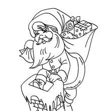 Dibujo para colorear : Santa Claus en la chimenea