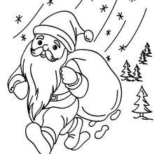 Dibujo para colorear : Santa Claus bajo la nieve