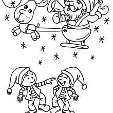 Dibujo para colorear : Santa Claus con su trineo navideño