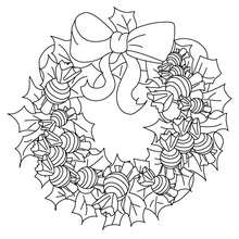 Dibujo corona de navidad con chuches para navidad - Dibujos para Colorear y Pintar - Dibujos para colorear FIESTAS - Dibujos para colorear de NAVIDAD - ADORNOS NAVIDEÑOS para colorear