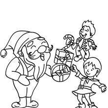 Dibujo para colorear de Santa Claus regalando regalos - Dibujos para Colorear y Pintar - Dibujos para colorear FIESTAS - Dibujos para colorear de NAVIDAD - Dibujos para colorear SANTA CLAUS - SANTA CLAUS niños para colorear