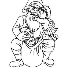 Dibujo para colorear Santa Claus con un niño - Dibujos para Colorear y Pintar - Dibujos para colorear FIESTAS - Dibujos para colorear de NAVIDAD - Dibujos para colorear SANTA CLAUS - SANTA CLAUS niños para colorear