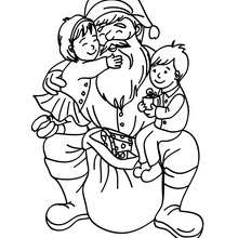 Dibujo para colorear : Santa Claus con niños