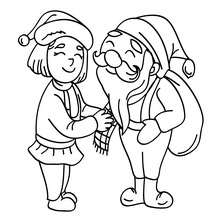 Dibujo para colorear Santa Claus admirado por sus ayudantes - Dibujos para Colorear y Pintar - Dibujos para colorear FIESTAS - Dibujos para colorear de NAVIDAD - Dibujos para colorear SANTA CLAUS - SANTA CLAUS niños para colorear