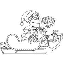 Dibujo para colorear : Papa Noel cargando su trineo