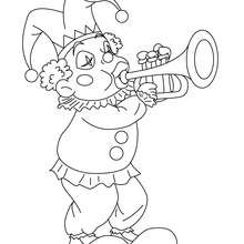 Dibujo para colorear : Bufón que toca la trompeta