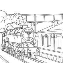 Dibujo para colorear : antiguo TREN entrando en la estación