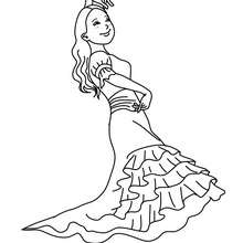 Dibujo para colorear : Vestido de Flamenco