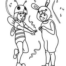 Dibujo para colorear : Abeja y Conejo
