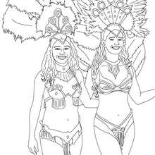 Dibujo para colorear mujeres carnaval de Rio - Dibujos para Colorear y Pintar - Dibujos para colorear FIESTAS - Dibujos para colorear CARNAVAL - Dibujos para colorear CARNAVAL DE RIO