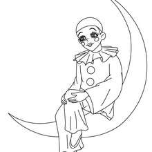 Dibujo para colorear : Pierrot en la Luna