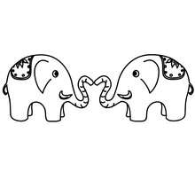 Dibujo para colorear : Elefantes con corazón