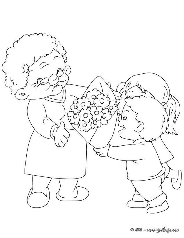 Dibujos para colorear ramo de flores para mi abuela 