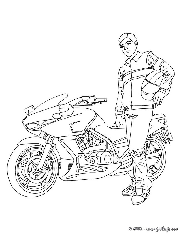 Dibujos para colorear ganador de la carrera de moto 