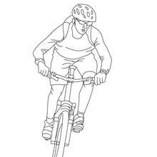 Dibujo para colorear : carrera de ciclistas en bicicleta