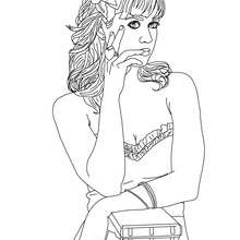 Dibujo de Katy Perry con un escote para colorear - Dibujos para Colorear y Pintar - Dibujos para colorear FAMOSOS - KATY PERRY dibujos para colorear