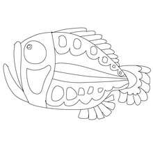 Dibujo para colorear : pescado de abril boca abierta