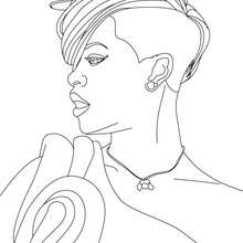 Dibujo de Rihanna con un hermoso peinado para colorear - Dibujos para Colorear y Pintar - Dibujos para colorear FAMOSOS - RIHANNA para colorear