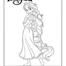 Dibujo para colorear : Rapunzel con pelo enredado