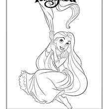 Dibujo para colorear : Rapunzel con pelo suelto