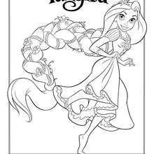 Dibujo para colorear : Rapunzel con pelo trenzado