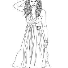 Dibujo para colorear : Shakira con una falda