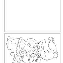 Tarjeta para coloreasr Mama oso con su bebe - Dibujos para Colorear y Pintar - Dibujos para colorear FIESTAS - Tarjetas para colorear DIA DE LA MADRE
