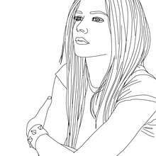 Dibujo para colorear : Avril Lavigne con su melena