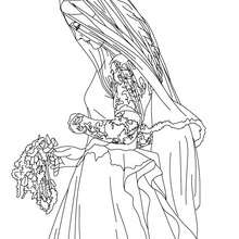Dibujo para colorear Kate Middleton con su vestido de novia - Dibujos para Colorear y Pintar - Dibujos de PRINCESAS para colorear - Dibujos de la princesa KATE y WILLIAM para pintar