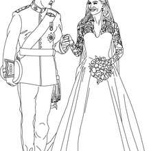 Dibujo para colorear : los príncipes y novios Kate y William
