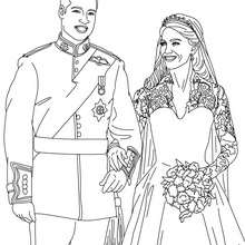 Dibujo de la pareja real de príncipes Kate y William para colorear - Dibujos para Colorear y Pintar - Dibujos de PRINCESAS para colorear - Dibujos de la princesa KATE y WILLIAM para pintar