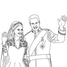 Dibujo para colorear : Kate Y William el día de su  boda