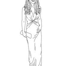 Dibujo de Kate Middleton en vestido de lujo para colorear - Dibujos para Colorear y Pintar - Dibujos de PRINCESAS para colorear - Dibujos de la princesa KATE y WILLIAM para pintar