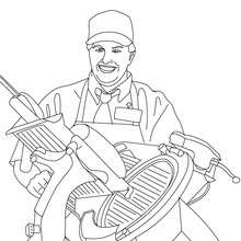 Dibujo para colorear : carnicero cortando lonchas de jamón