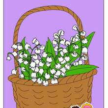 Ilustración : dibujo infantil de cesta de flores para el dia de la madre