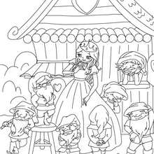 Dibujo para colorear : Blancanieves y los 7 enanos